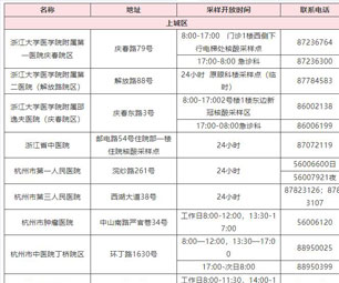 杭州市核酸检测采样点最新名单公布！